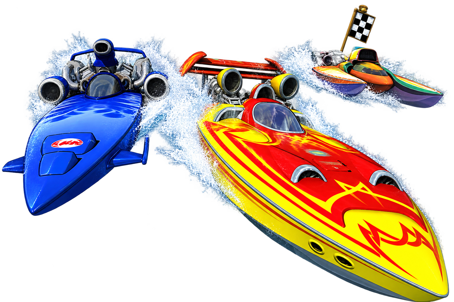 Three Hydro Thunder Hurricane arcade racing speedboats